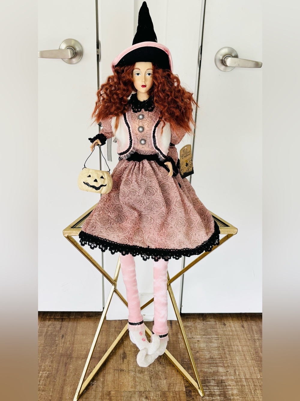 NWT Witch Crafters Shelf Sitter 29" witch pink dress halloweeen decoration